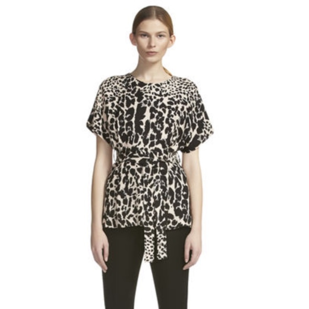 Whistles Leopard Tie Waist Top Lenah- 0